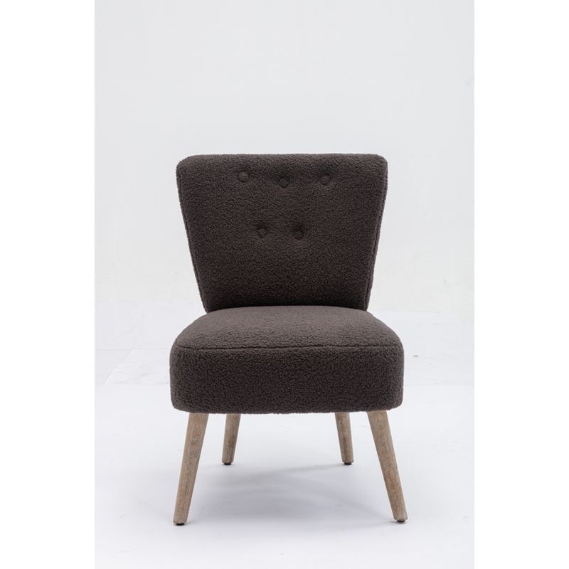 Tufted Back Teddy Fabric Slipper Chair Accent Chair-ModernLuxe, 4 of 14