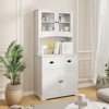Tangkula Tall Storage Cabinet Freestanding Kitchen Pantry w/ Microwave Stand & 2 Drawers for Living Room Dining Room - 3 of 4