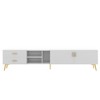 GustoWave 70.9'' Modern TV Stand 2 Cabinet Doors and 2 Drawers, Low Profile TV Cabinet for TVs up to 75 Inch, White - 3 of 4