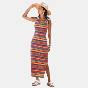 Women's Vibrant Multicolor Striped Maxi Beach Dress - Cupshe - 1 of 4