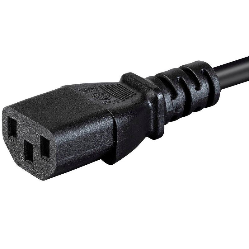 Monoprice Power Cord - 8 Feet - Black | NEMA 5-15P to IEC-320-C13, 18AWG, 10A, SVT, 125V, 3 of 7