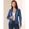INSPIRE CHIC Women's Notched Lapel Button Up Long Sleeve Washed Denim Blazer - 2 of 4