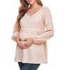 Womens Maternity Blouse V Neck Long Sleeve Waffle Knit Blouse - 3 of 4