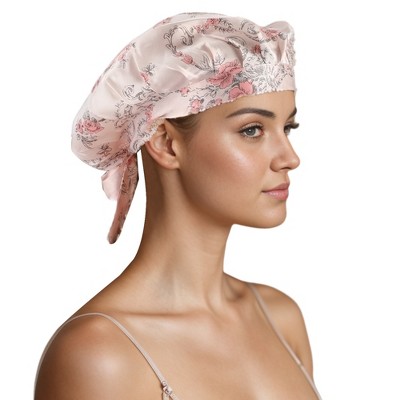 Unique Bargains Women's Faux Silk Floral Hair Bonnet