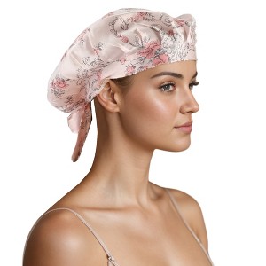 Unique Bargains Women's Faux Silk Floral Hair Bonnet - 1 of 4