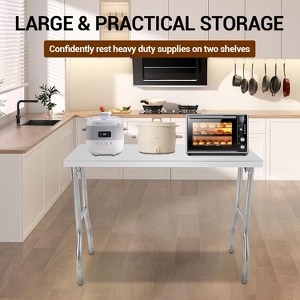 Commercial Worktable Workstation, Stainless Steel Prep Table Folding Table with Metal Adjusting Foot - 1 of 4