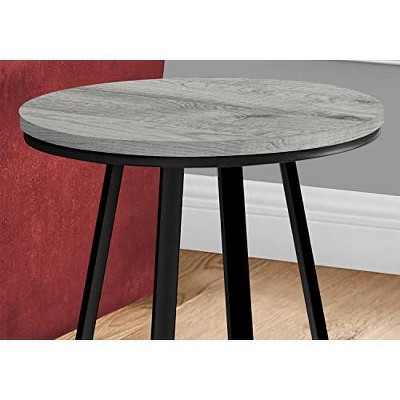 Gray and Black Round Metal and Wood Accent Table