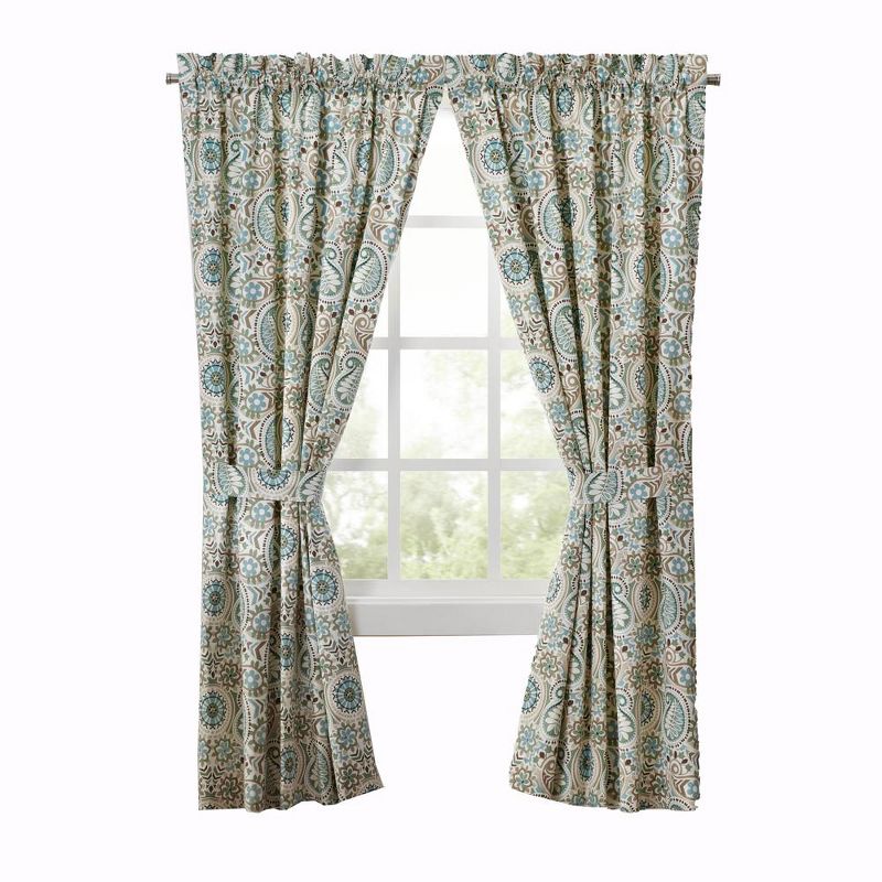 Ellis Curtain Paisley Prism Tailored 3" Rod Pocket Curtain Panel Pair with Tie Backs Latte, 1 of 5
