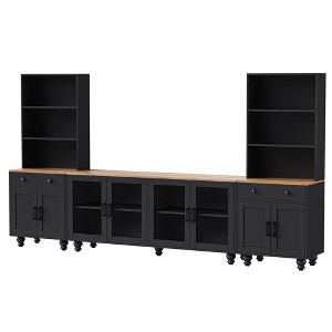 YOOCOZZ Farmhouse TV Stand with Gourd-Shaped Legs and Tempered Glass Doors - 1 of 4