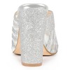 BLISSFUL STEP Women's Glitter Chunky Heel Open Toe Slide Sandals - 3 of 4