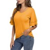 Clearlove Women's Casual Blouses Ruffle Sleeve T Shirts V Neck Double Tiered Bell Sleeve Top - 2 of 4