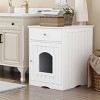 Wooden Cat Litter Box Enclosure With Drawer,Multi-Functional Cat House Nightstand And Side Table,Indoor Pet Crate (White)–LAOTIES - 3 of 4