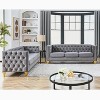 TiramisuBest 80" 3-Seater Tufted Velvet Sofa with Rolled Arms & Nailhead Trim, Black for Living Room, Bedroom & Office,3S+3S - 2 of 4
