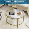 VINGLI Glass Coffee Table, 30" Round Coffee Tables with 2-Tier, for Living Room,Black - 3 of 4
