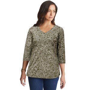 Jessica London Women's Plus Size Stretch Cotton V-Neck Tee - 1 of 4