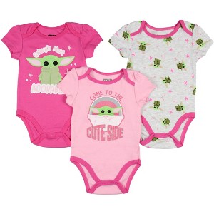 Seven Times Six Star Wars Infant Baby Girls Come To The Cute Side Baby Yoda Onesie 3 Pack Pink - 1 of 4