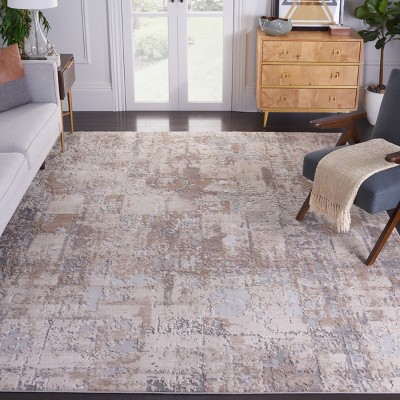 Gray and Beige Abstract 8' x 10' Synthetic Area Rug