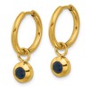 Chisel Stainless Steel Polished Yellow IP-plated with Removeable Blue Cubic Zirconia Dangle Hinged Hoop Earrings - 2 of 4