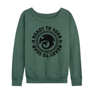 Women's - How to Train Your Dragon - Ready To Soar Lightweight French Terry Wide Neck Long Sleeve Shirt - 1 of 4