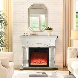 Coolbibila 41"H Dome Door Acrylic Mirror Fireplace Cabinet,TV Fireplace Cabinet,Bedroom Home Office Freestanding Fireplace Mantelpiece - 1 of 4