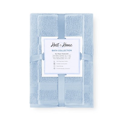 Misty Blue Cotton 6-Piece Luxury Bath Towel Set