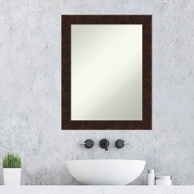 22" x 28" Rectangular Bronze Wood Bathroom Vanity Mirror