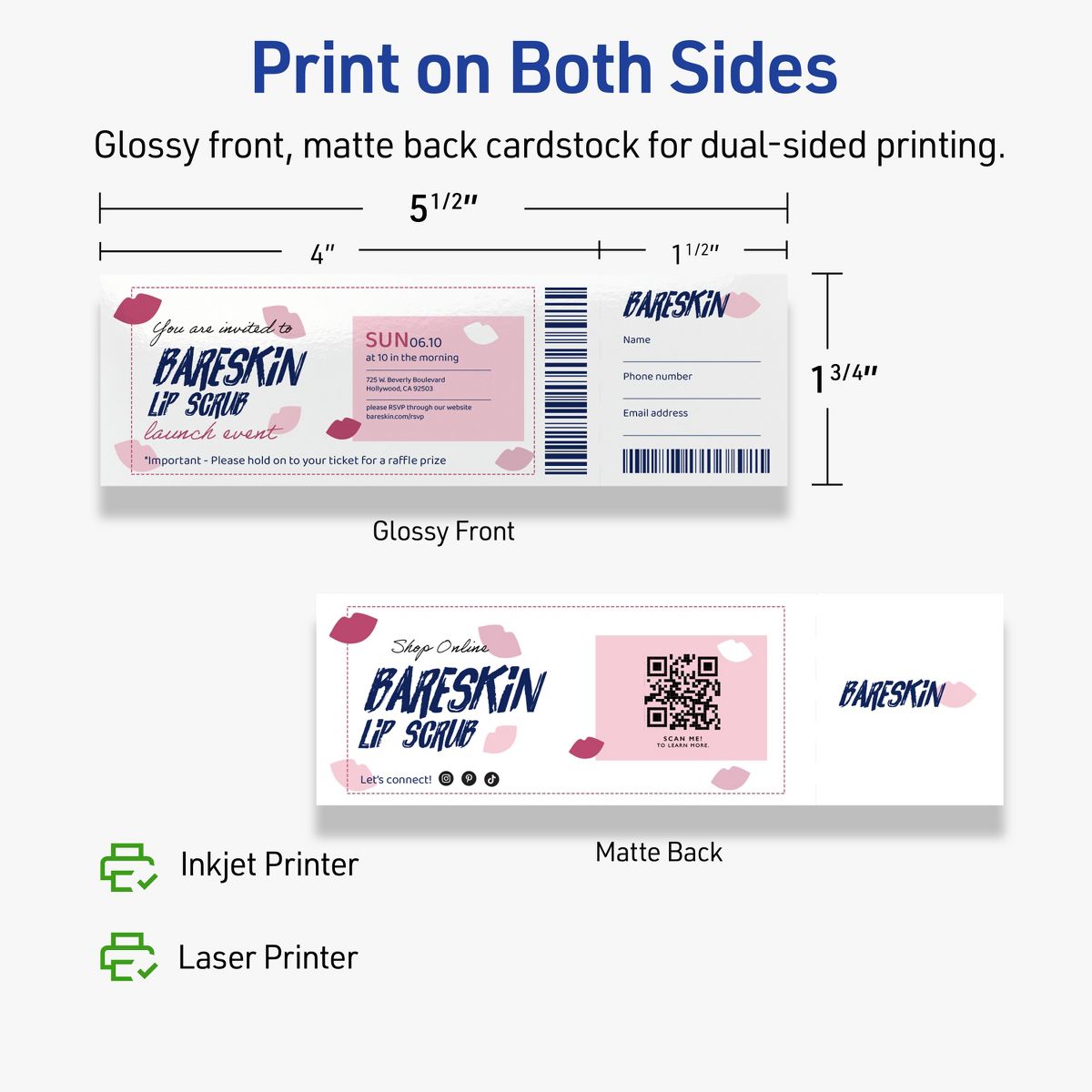 1-3/4" x 5-1/2" Rectangle, Glossy White Tickets - thumbnail 6