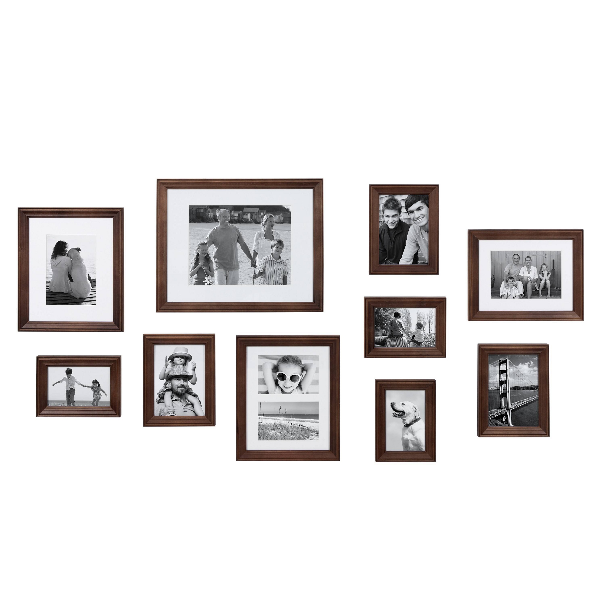 10pc Bordeaux Frame Box Set Brown - Kate & Laurel All Things Decor: Wall Gallery Kit, Multiple Sizes, Wood Frames