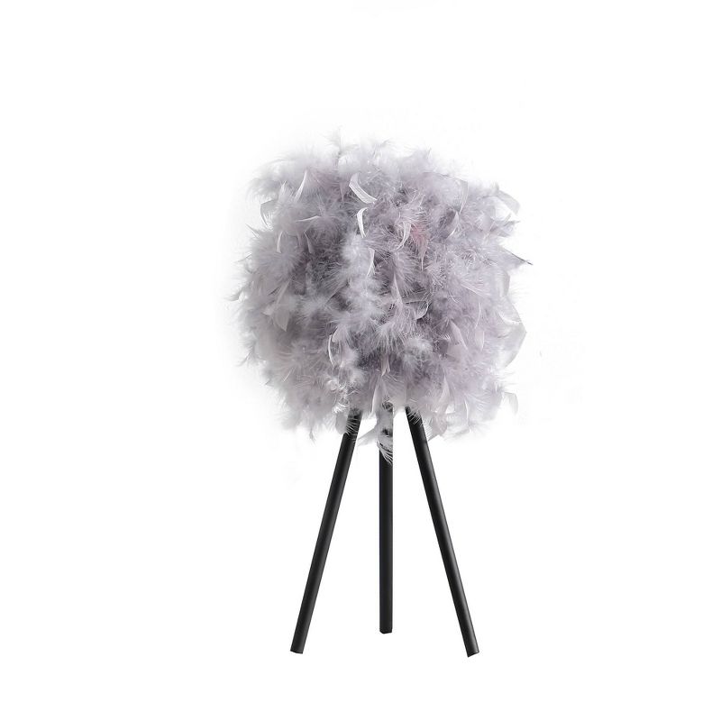 20.5&#34; Soft Gray Feather Shade Tripod Modern Metal Table Lamp - Ore International, 1 of 5