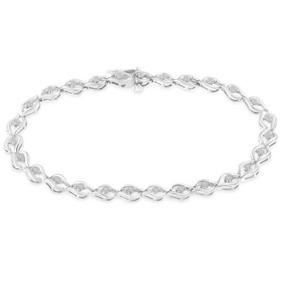 Haus of Brilliance Silver 1/2 Cttw Rose Cut Diamond Almond Shape Link Tennis Bracelet