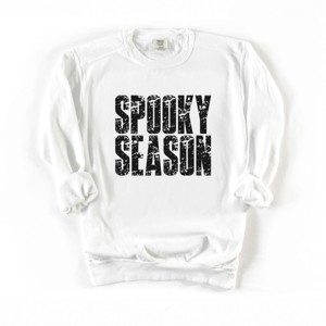 Spooky Season Block Distressed - Women's Garment Dyed Graphic Sweatshirt - 1 of 4
