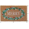 18"x30" Holiday Merry Wreath Coir Doormat Natural and Green - 4 of 4