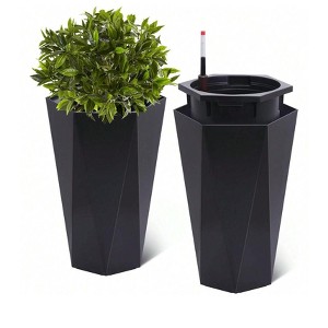 Modern Diamond Planters - 2-Pack featuring self-watering system, drain holes and water monitor. Ideal for indoor and outdoor use. - 1 of 4