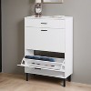 Freestanding Shoe Storage Cabinet with 2 Flip Drawers and Metal Legs - Leovsnove - 3 of 4