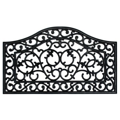 Raj 1'6" x 2'6" Molded Trellis Rubber Doormat Black