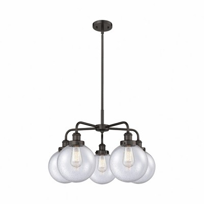 Beacon - 5 Light Stem Hung Chandelier In Art Deco Style-17.38 Inches Tall and 26 Inches Wide