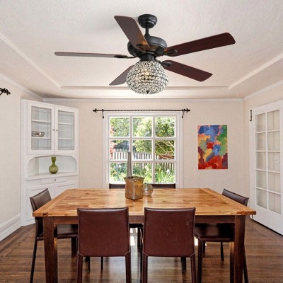50" Indoor Crystal Ceiling Fan, 5 Blade Ceiling Fan, AC Motor Fan, Ceiling Chandelier Fan With Remote-The Pop Home