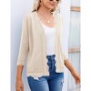 Womens Lightweight Sweater Cardigan 3/4 Sleeve Open Front Cardigan Birdeye Knit Wavy Trim Cardigan Breathable Soft Sweater - 3 of 4
