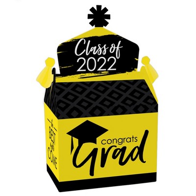 Big Dot of Happiness Yellow Grad - Best is Yet to Come - Treat Box Party Favors - 2022 Yellow Graduation Party Goodie Gable Boxes - Set of 12