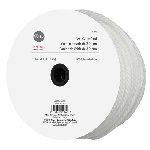 Dritz 9/32 inch Cable Cord, White, 10 yd