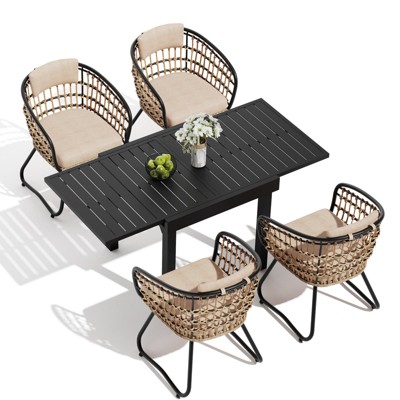 Crestlive Products Modern Aluminum Outdoor Dining sets Expandable Patio Dining Table with arm chairs for 4-10 People Outside