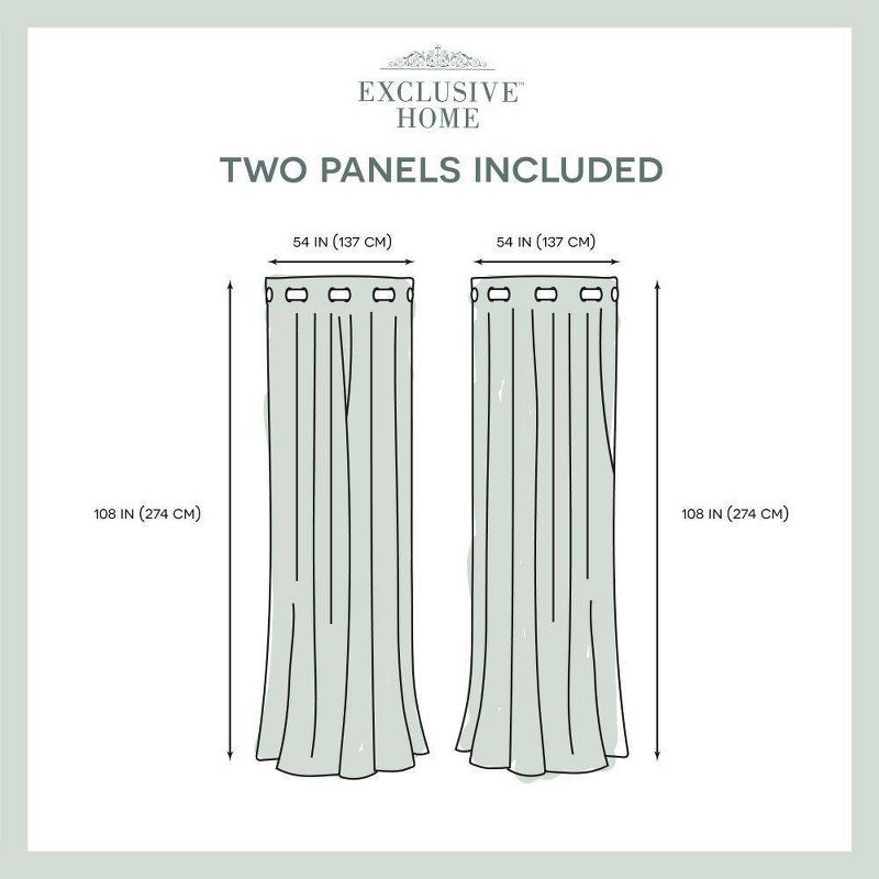 Oakdale Textured Linen Motif Grommet Top Window Curtain Panel Pair Exclusive Home, 5 of 10