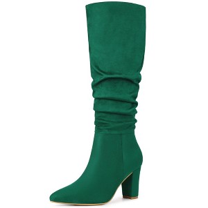 Allegra K Women's Halloween Pointed Toe Chunky Heel Knee High Boots - 1 of 4