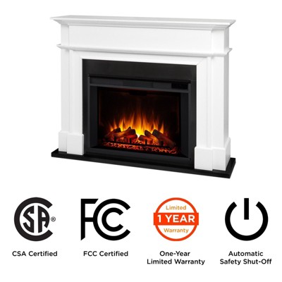 White Electric Fireplace with Mantel, 60" Tall