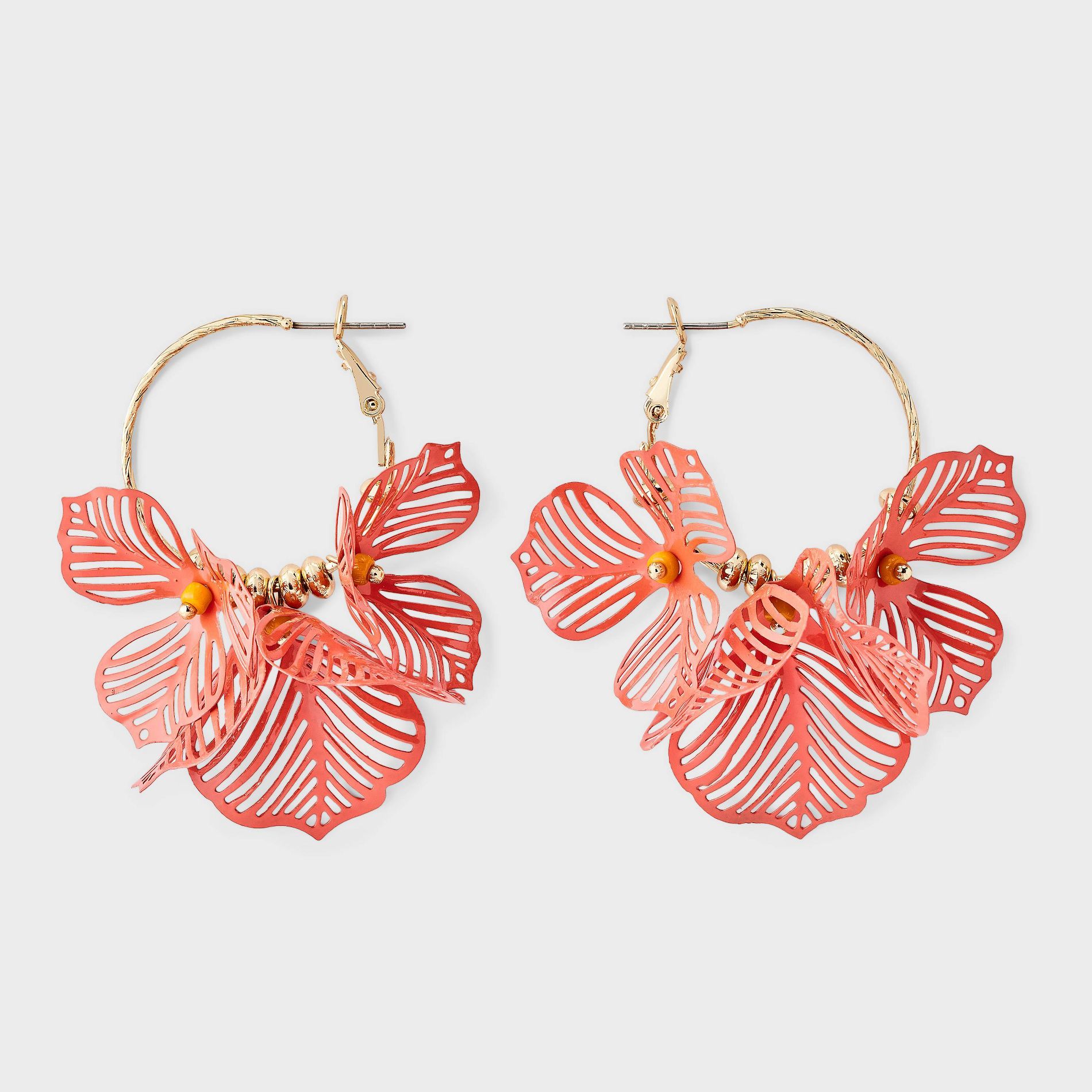 Floral Drop Hoop Earring - A New Day™ Pink