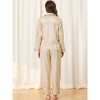 cheibear Women's Satin Soft Button-Down Sleepwear with Pants Lounge Pajama Set - 3 of 4