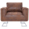 vidaXL Cube Armchair Brown Faux Suede Leather - 3 of 4