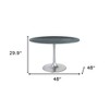 HomeRoots 48" Gray and Silver Marble and Aluminum Pedestal Base Round Top Dining Table - 3 of 4