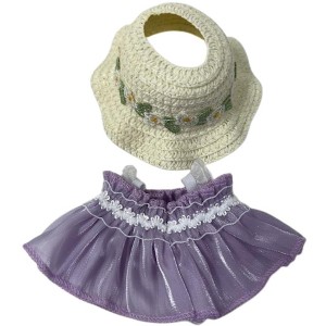Doll Clothes Superstore Lavender Ruffles & Blooms: Frilly Skirt and Flower Trim Hat Set for 17.5 cm Labubu Dolls - 1 of 4