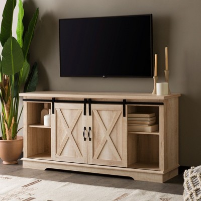NicBex TV Stand for 65 Inch TV with Barn Door Sliding Cabinets,TV Entertanment Center with Open Shelves,Modern TV Console Table for Living Room